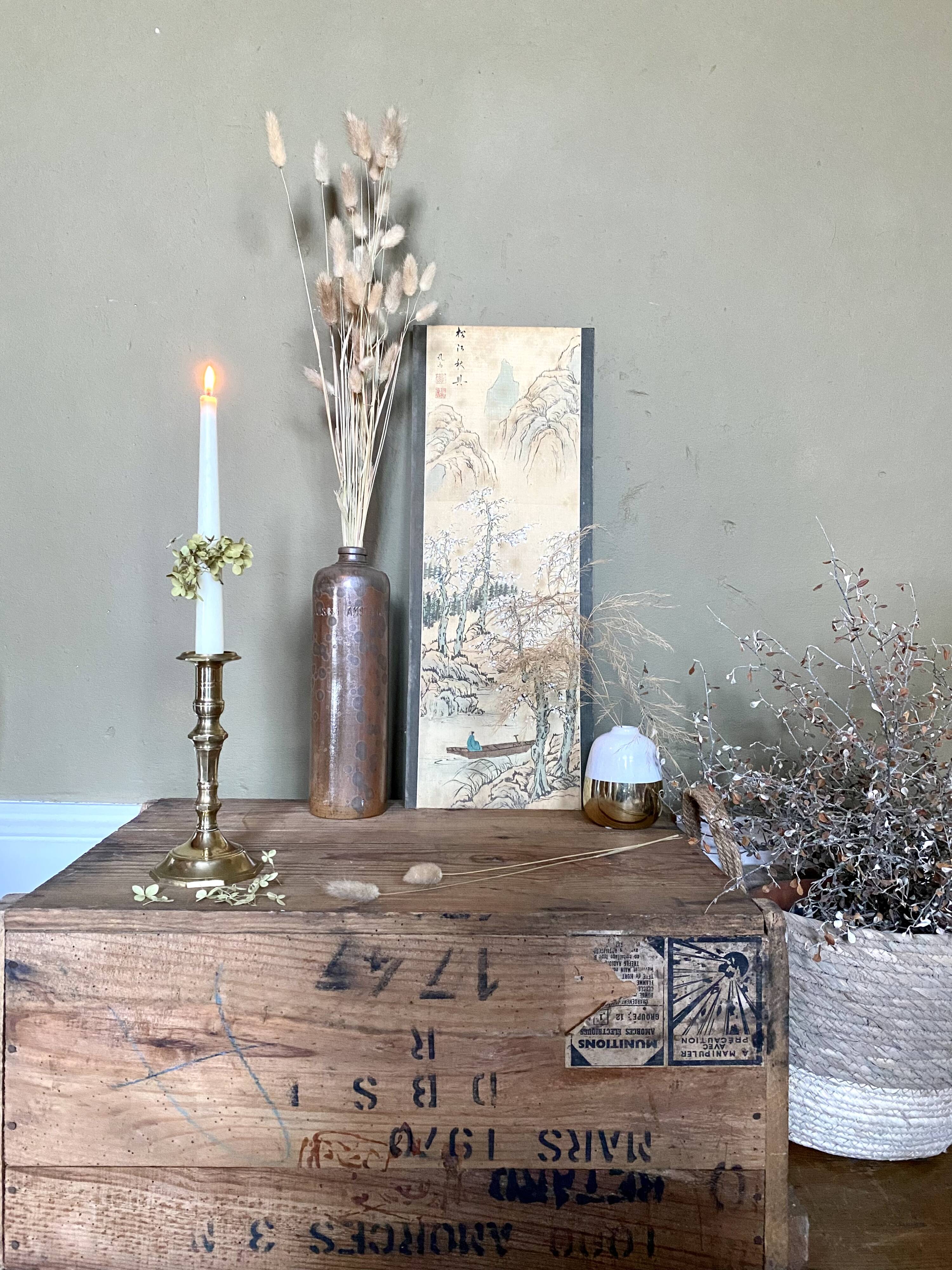 Antique brass candle holder