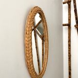 Braided rattan mirror