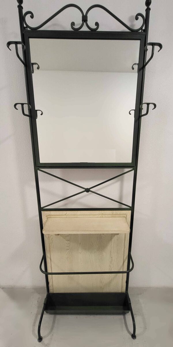 Porte-manteau vestiaire, porte parapluie en bois et fer forgé