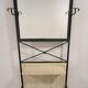 Coat rack, umbrella stand in wood and wrought iron.