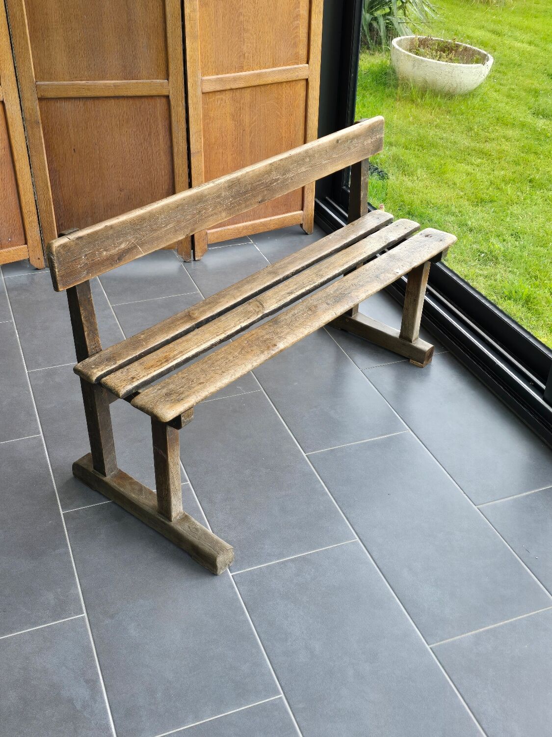 Old oak school bench