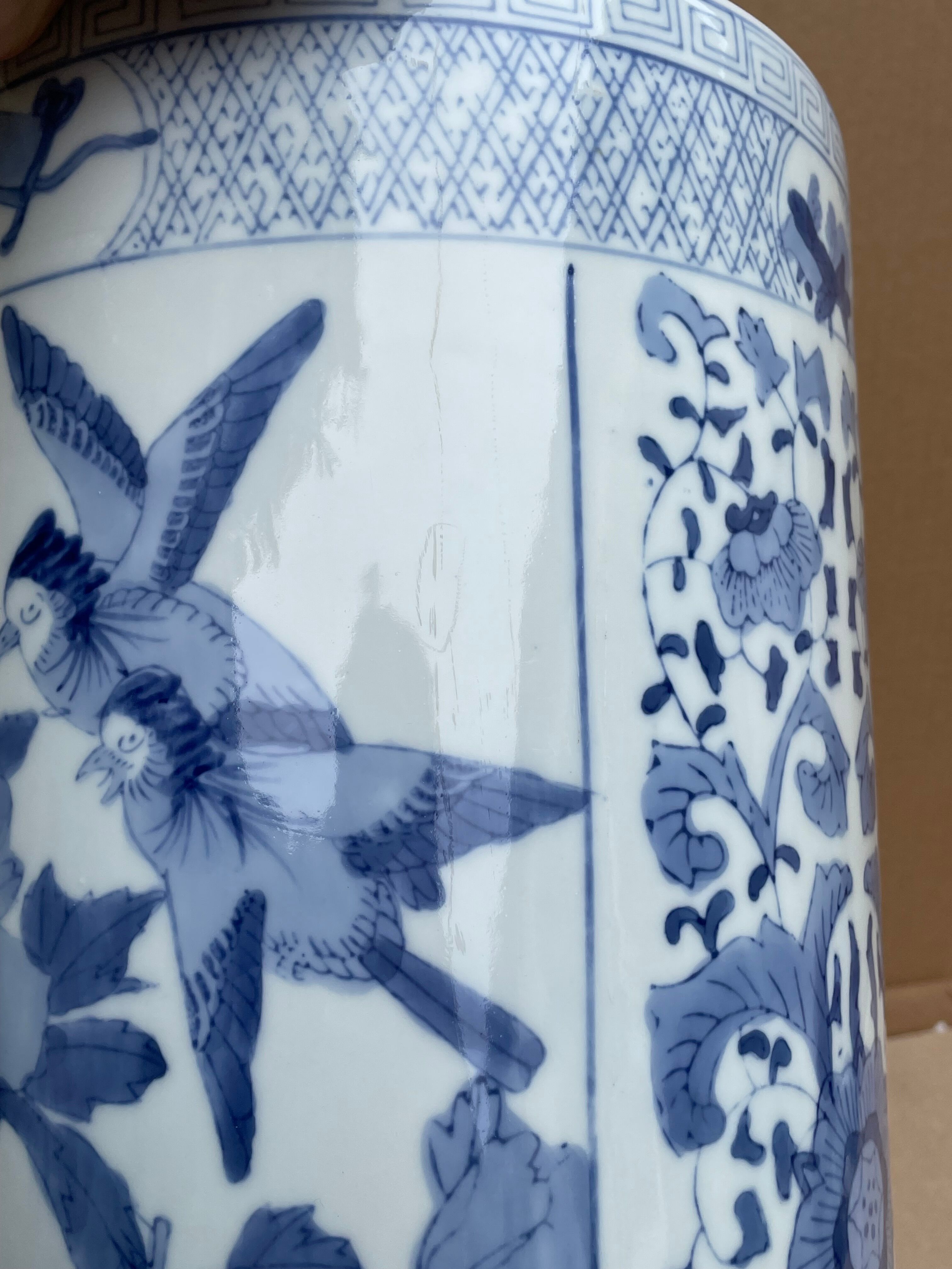 Umbrella door - cane holder - ceramic - bird patterns flowers