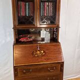 Antique Edwardian Bureau Bookcase with Inlaid Floral Detail – Early 20th Ce