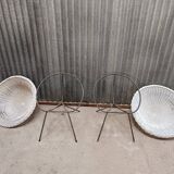 Paire de chaises pod - Fauteuil en osier rotin année 60's