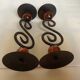 Pair of spiral candlesticks and beads