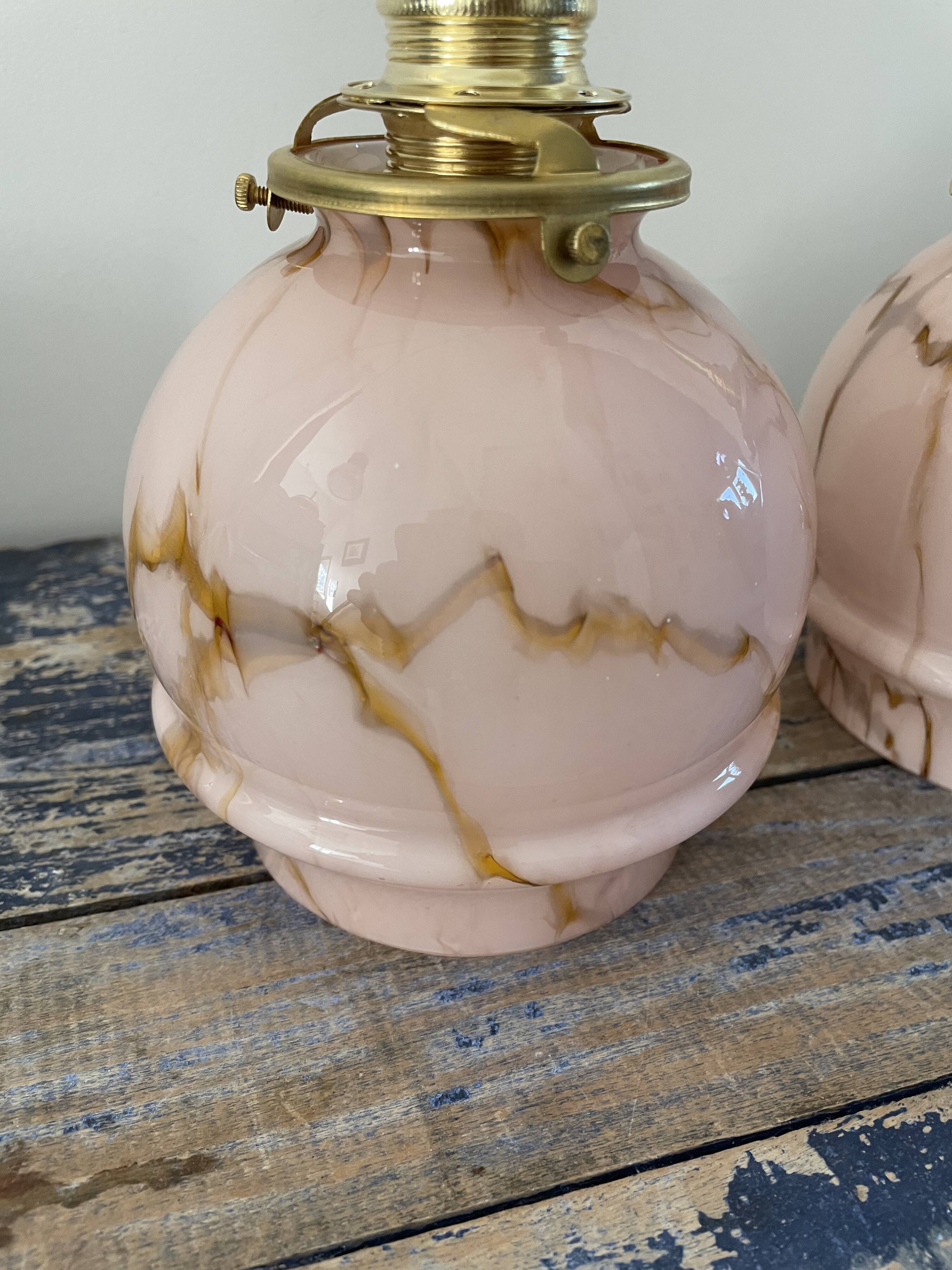 Pair of newly electrified art deco wall lamps