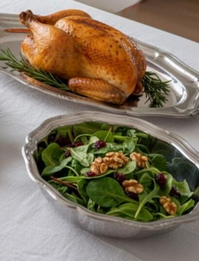 Set of stainless steel dishes - 1980s design