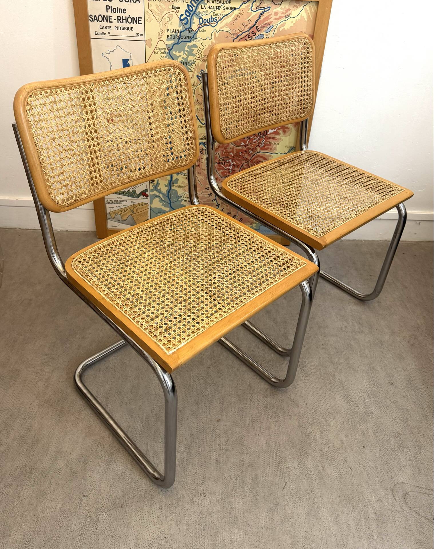 Pair of Marcel Breuer Cesca B32 chairs Made in Italy