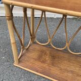 Wall shelf 2 trays, old, rattan.