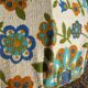 Suspension vintage tissu à fleurs bleues et oranges