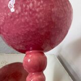 Grande coupe sur pied faïence Digoin rose