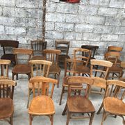 Set of 20 curved wooden bistro chairs