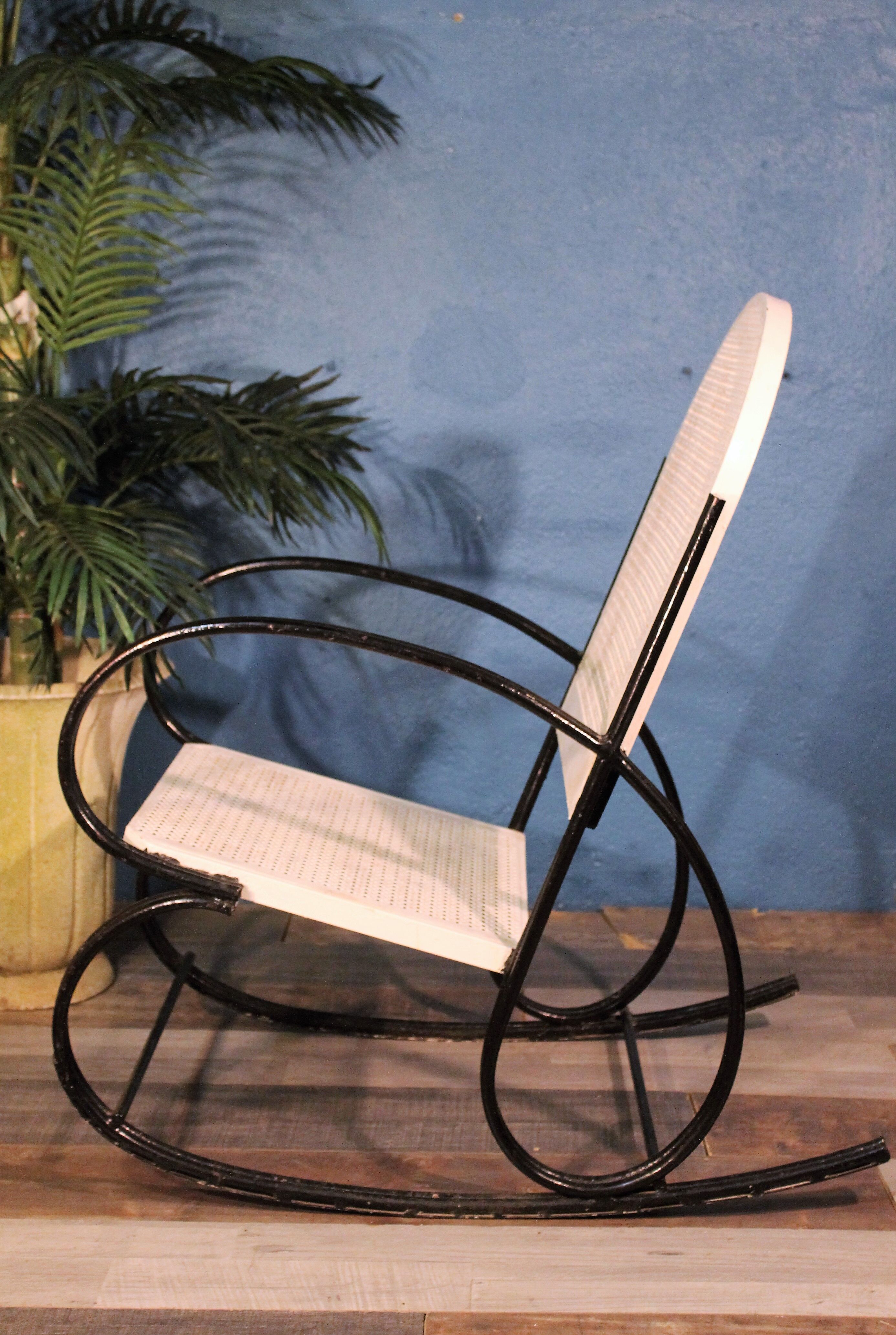 1950s perforated metal rocking chair
