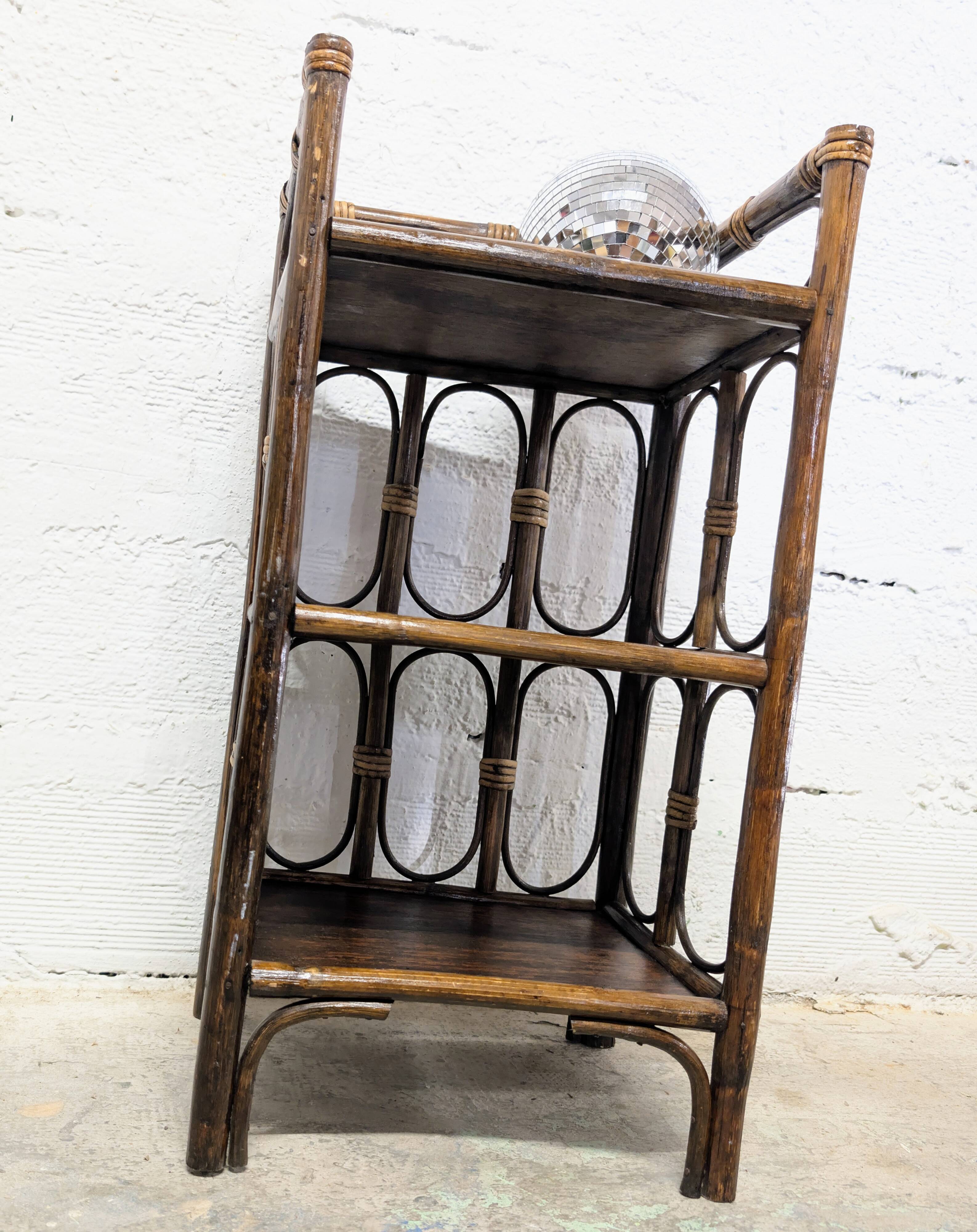 Small rattan and wood shelf