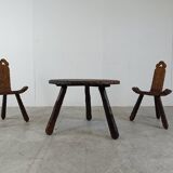Spanish brutalist stool set, 1950s