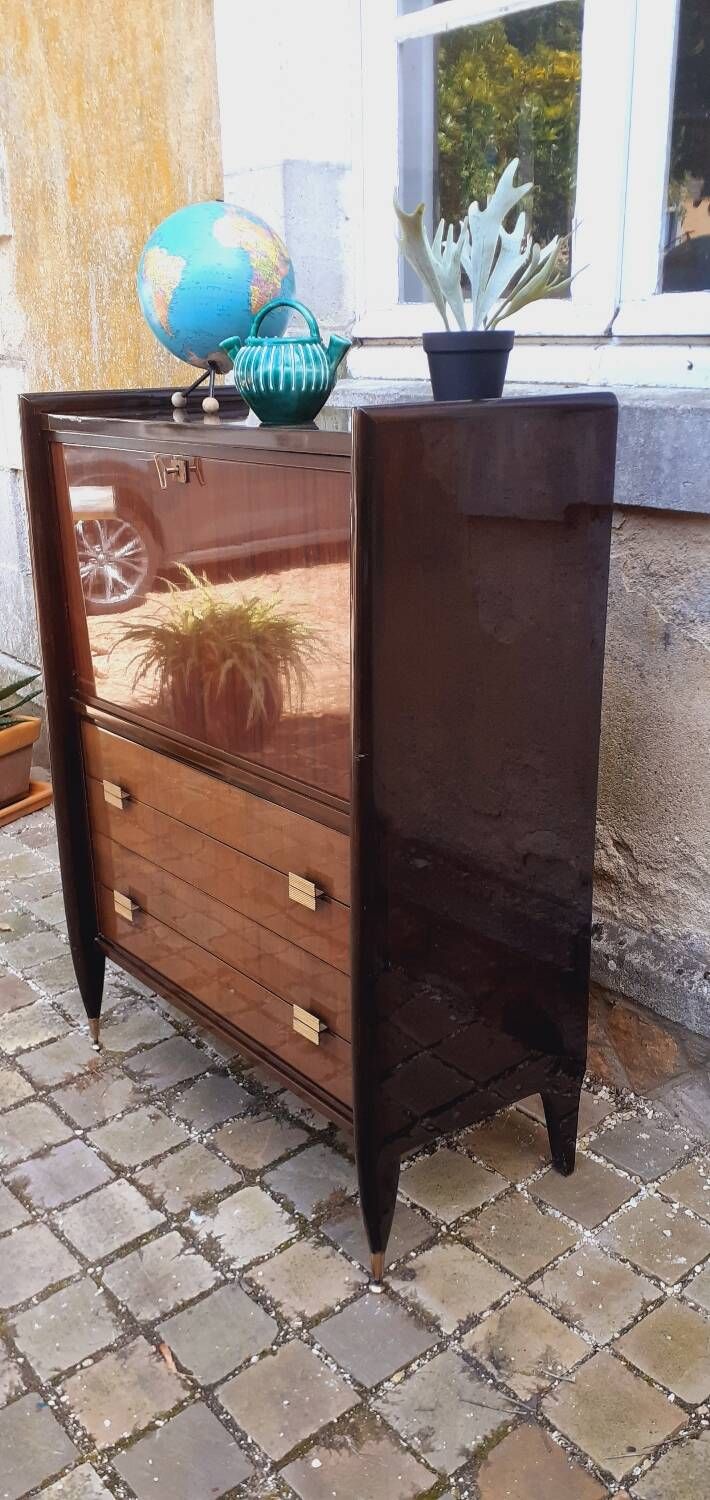 Vintage 60s mahogany secretary from Mobilor