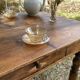 Farmhouse table 80x59cm XIXth century wooden with drawer