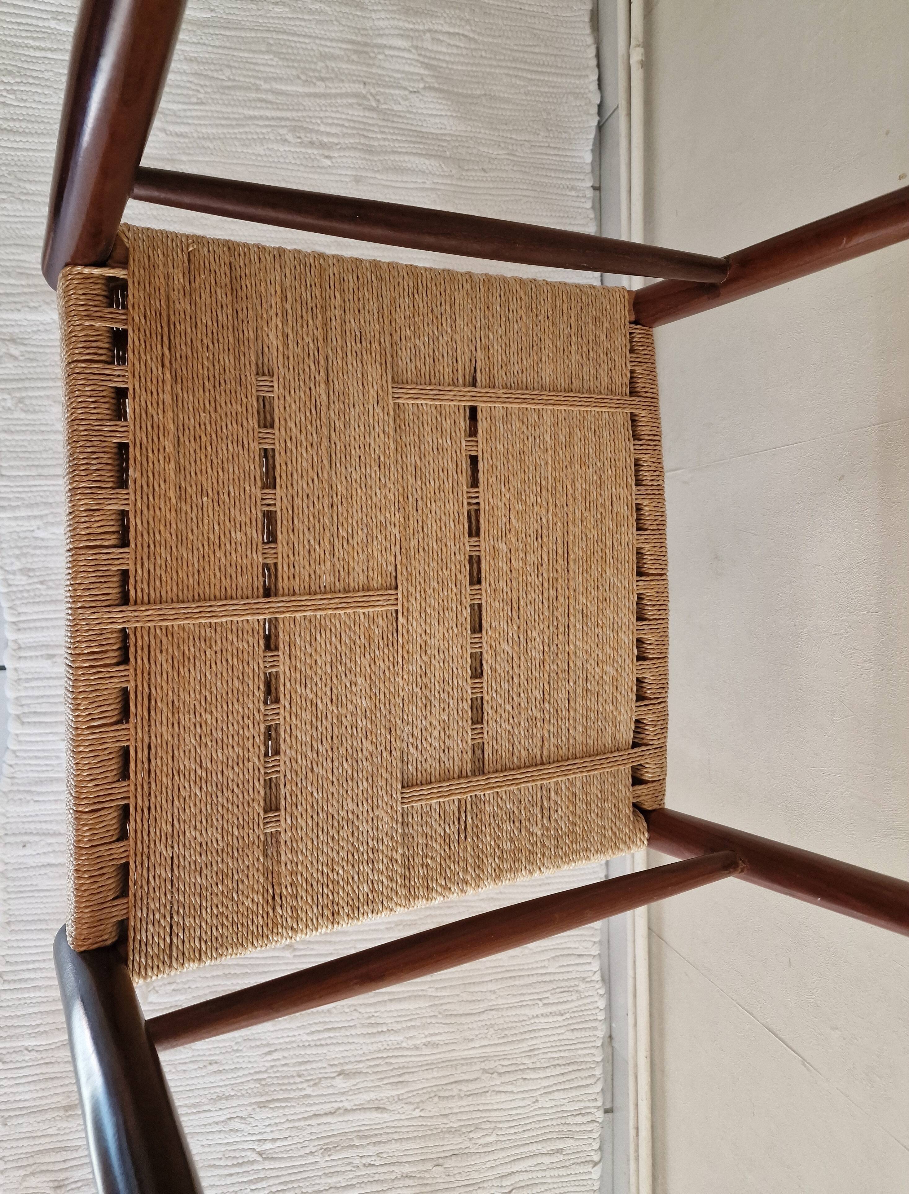 Pair of Danish chairs in teak and rope
