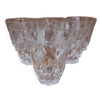Set of 6 Harlequin wine/port glasses in Reims crystal glass 1950