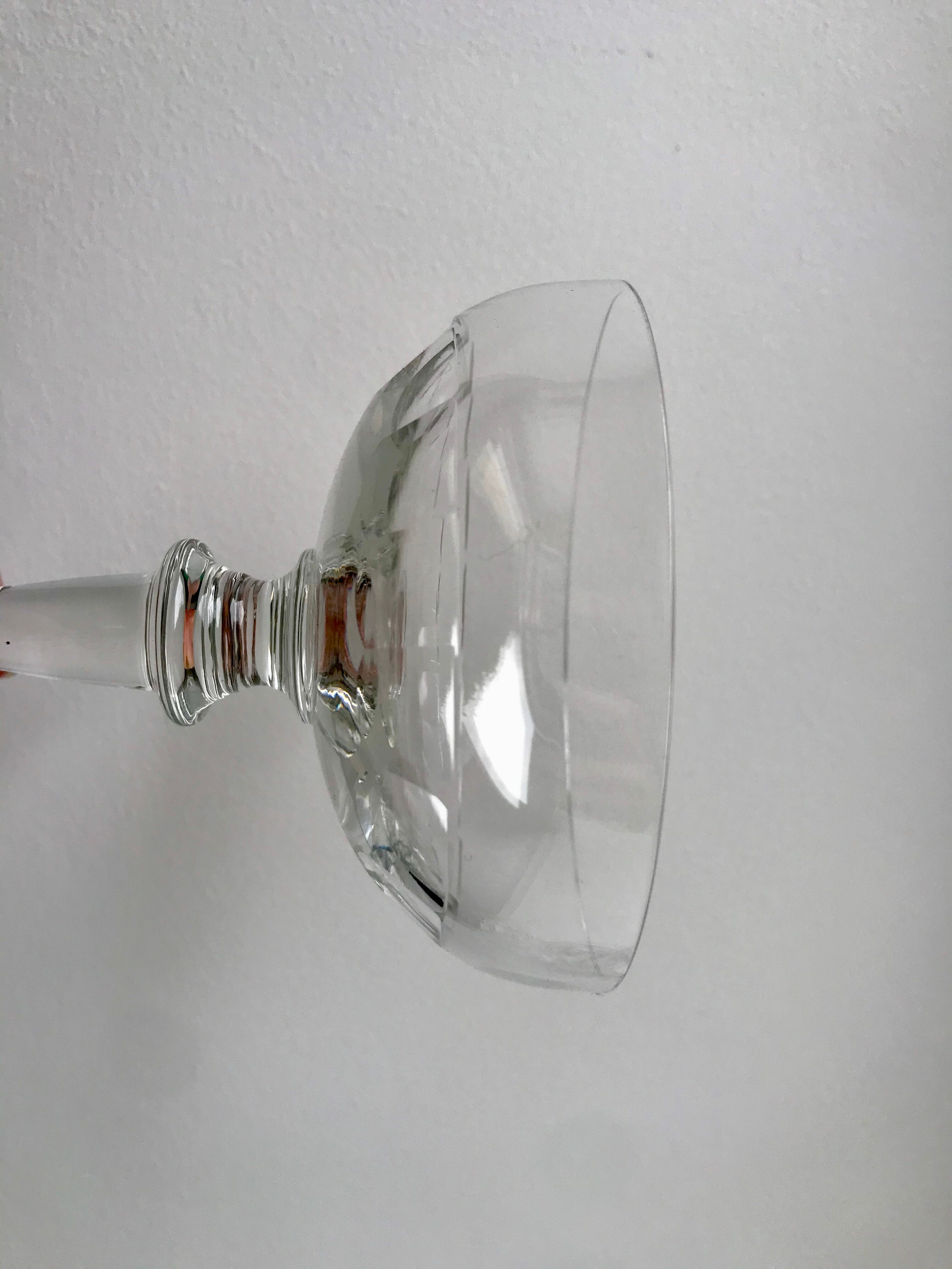 Set of 5 large crystal champagne glasses 30s-40s