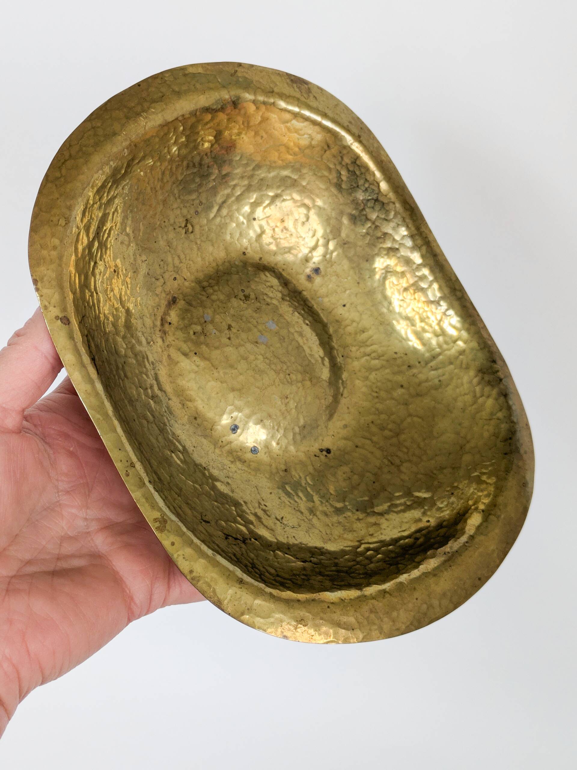 Vintage Hammered Brass Bowl Soap Dish Decorative Catchall Boho
