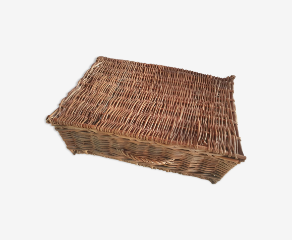 Valise en osier rotin vintage avec poignée