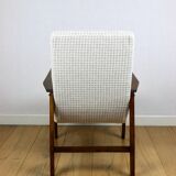 Vintage loft armchair herringbone natural fabric model from the 70s