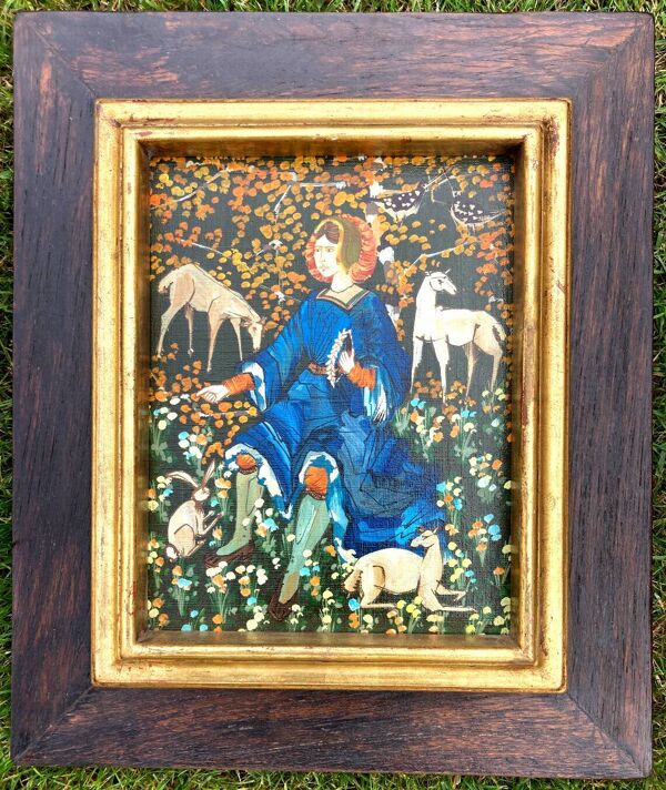 Tableau Art Contemporain - Damoiselle et les animaux de la forêt