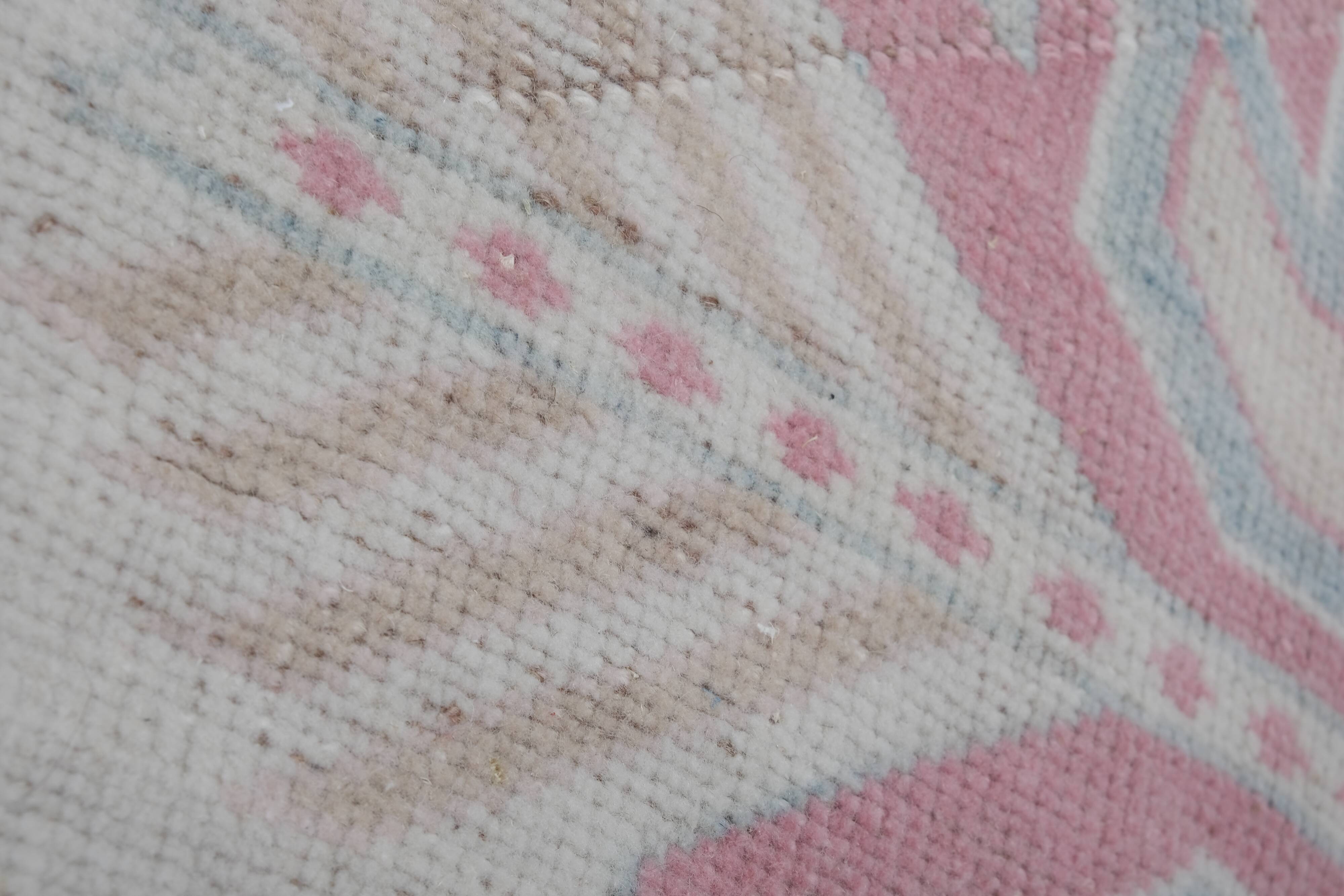 Decorative soft muted color turkish oushak rug, living room rug 5'11'' x 7'3''