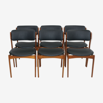 Lot de 6 chaises de salon en teck par Erik Buch 1960