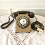 Téléphone fixe vintage Thomson Socotel S63 à cadran rotatif bicolore