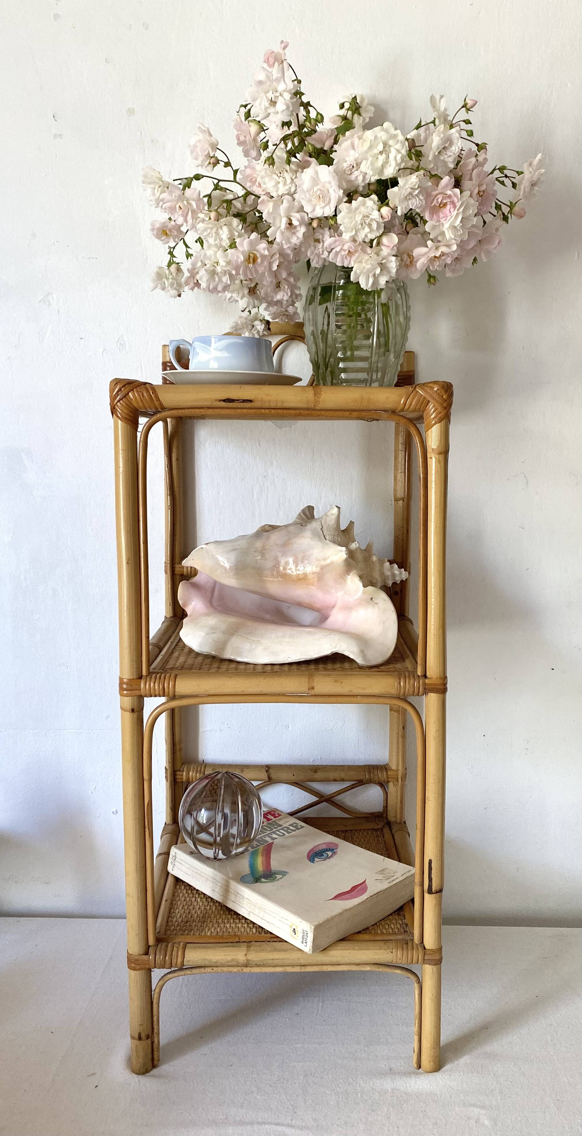 Vintage rattan shelf, bedside or end of sofa