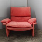 Vintage Red Velvet Armchair by Saporiti Italia, Italy