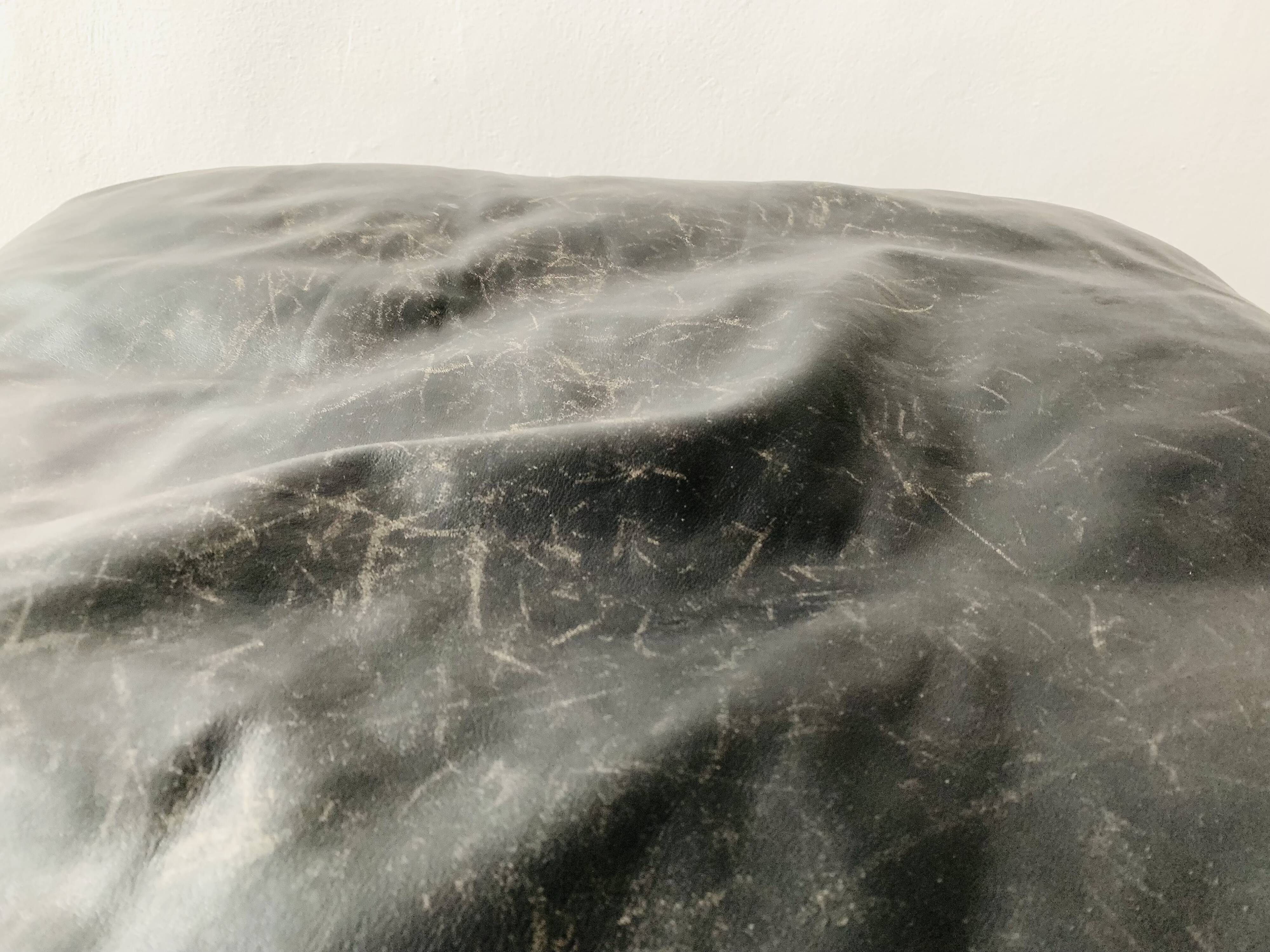 Danish Oak and Leather Lounge Chair with Ottoman