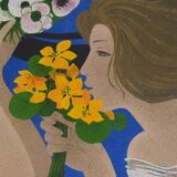 Yves Ganne: The Two Women with Bouquets, original signed lithograph