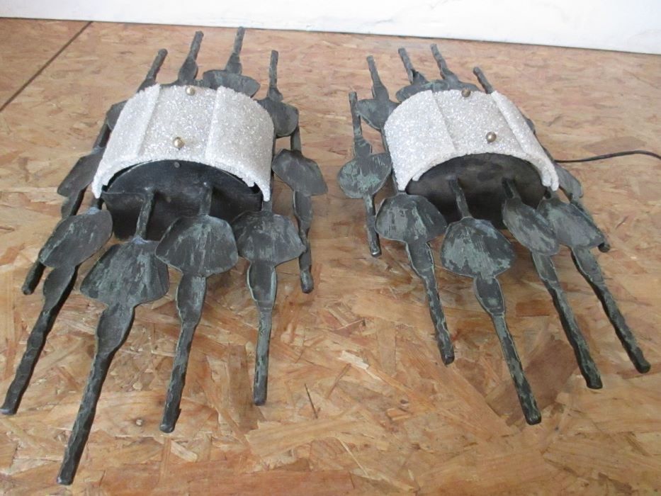 Pair of brutalist sconces, wrought iron by T. Ahlstrom