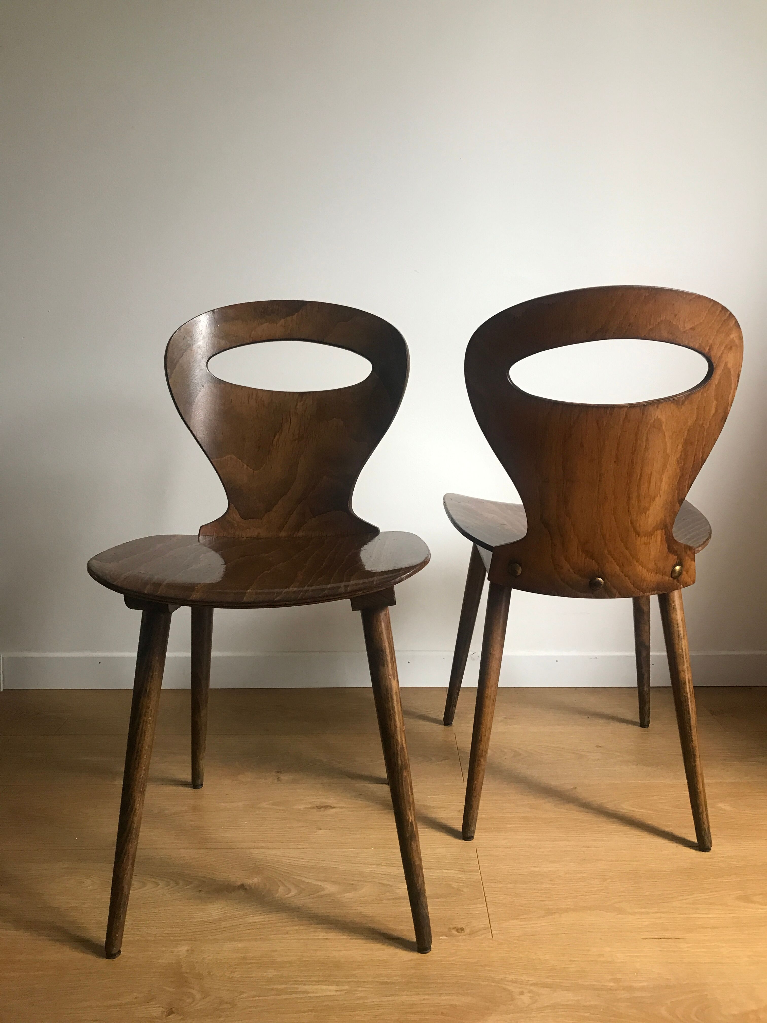 Pair of bistro chairs "rustic" model of baumann called "ant"