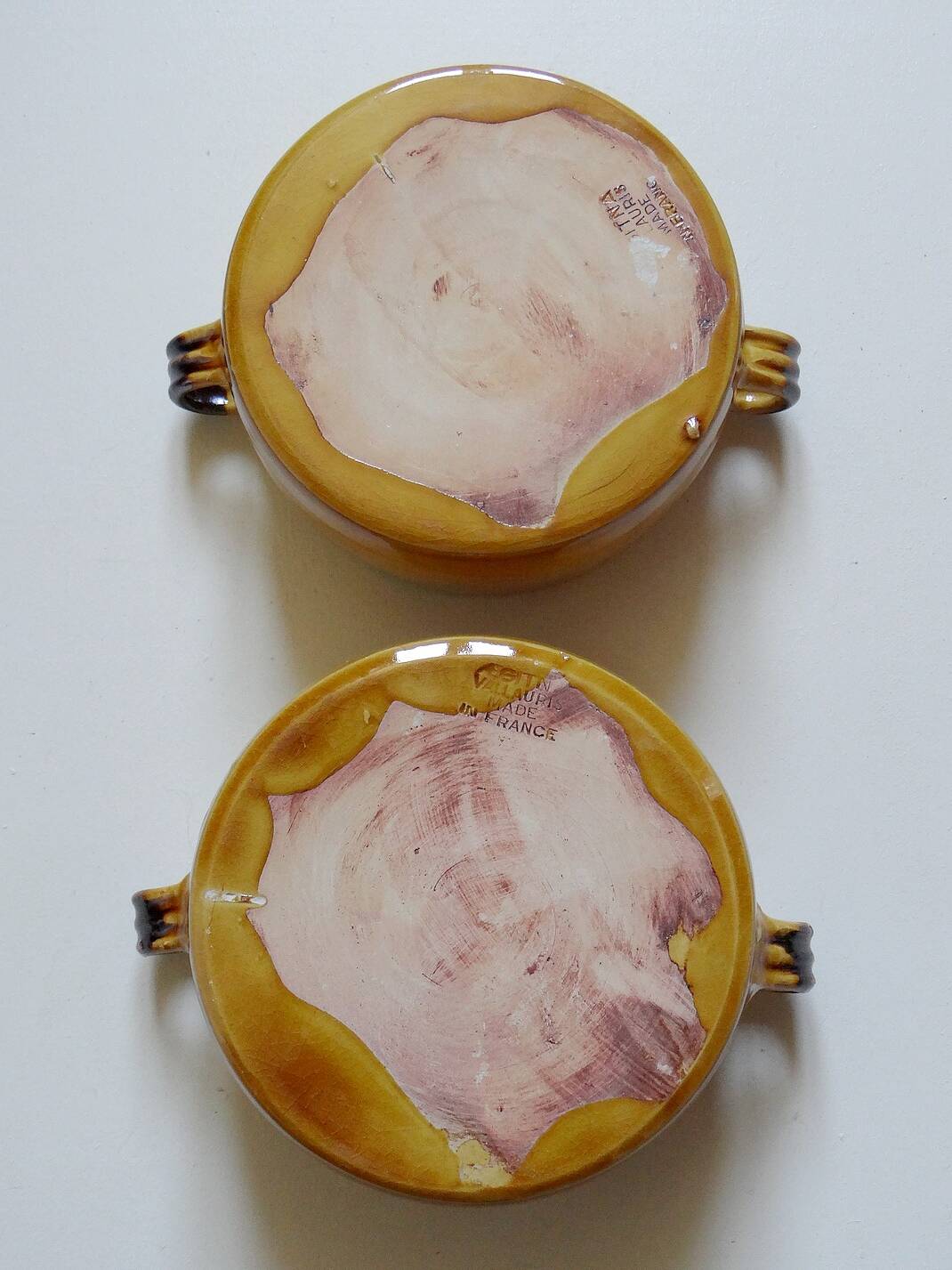 Duo of Vallauris bowls with handles