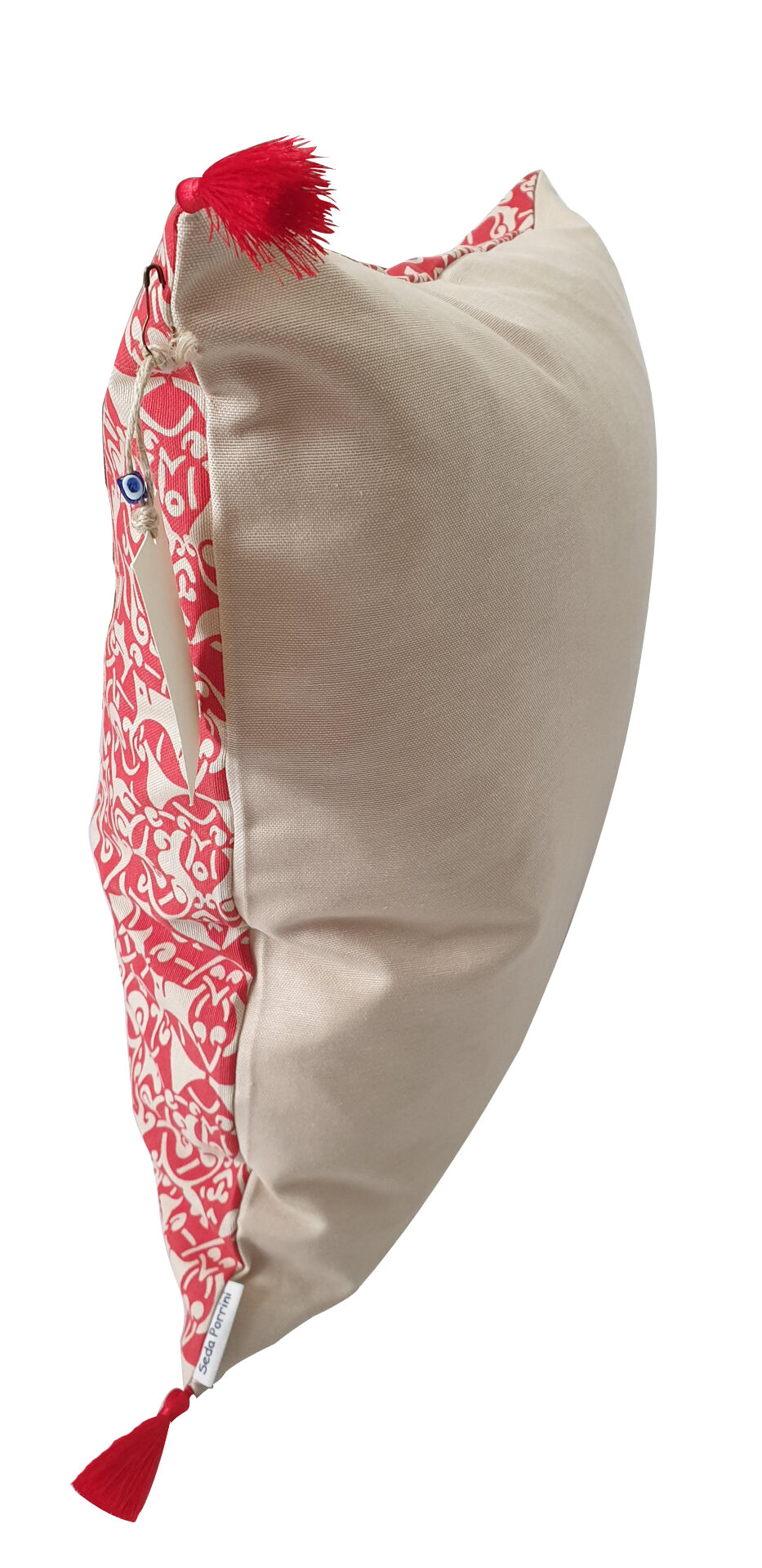 Housse de coussin etnik beige rouge atomique - 50 x 50