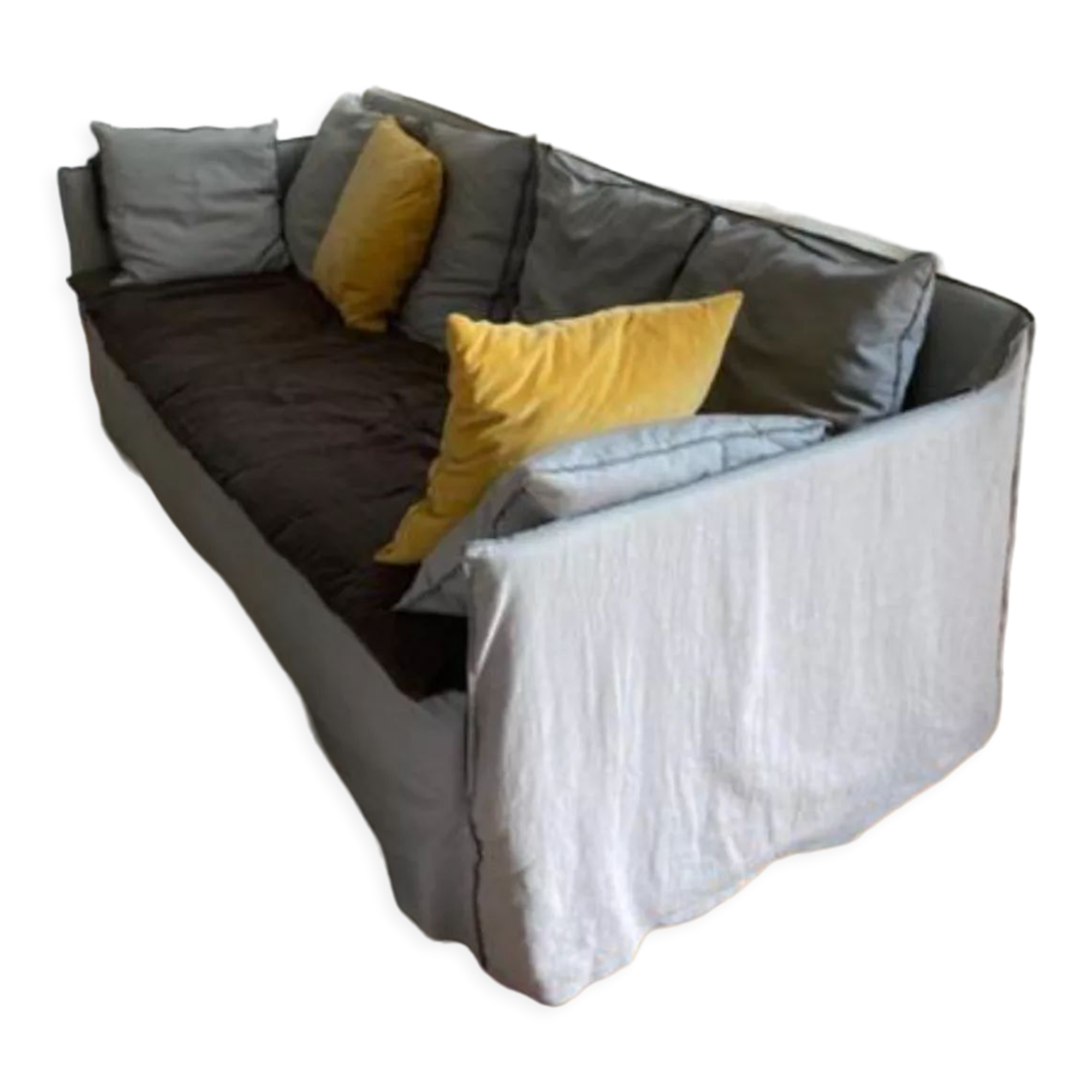 4-seater sofa blue grey stitching ghost 12 - gervasoni