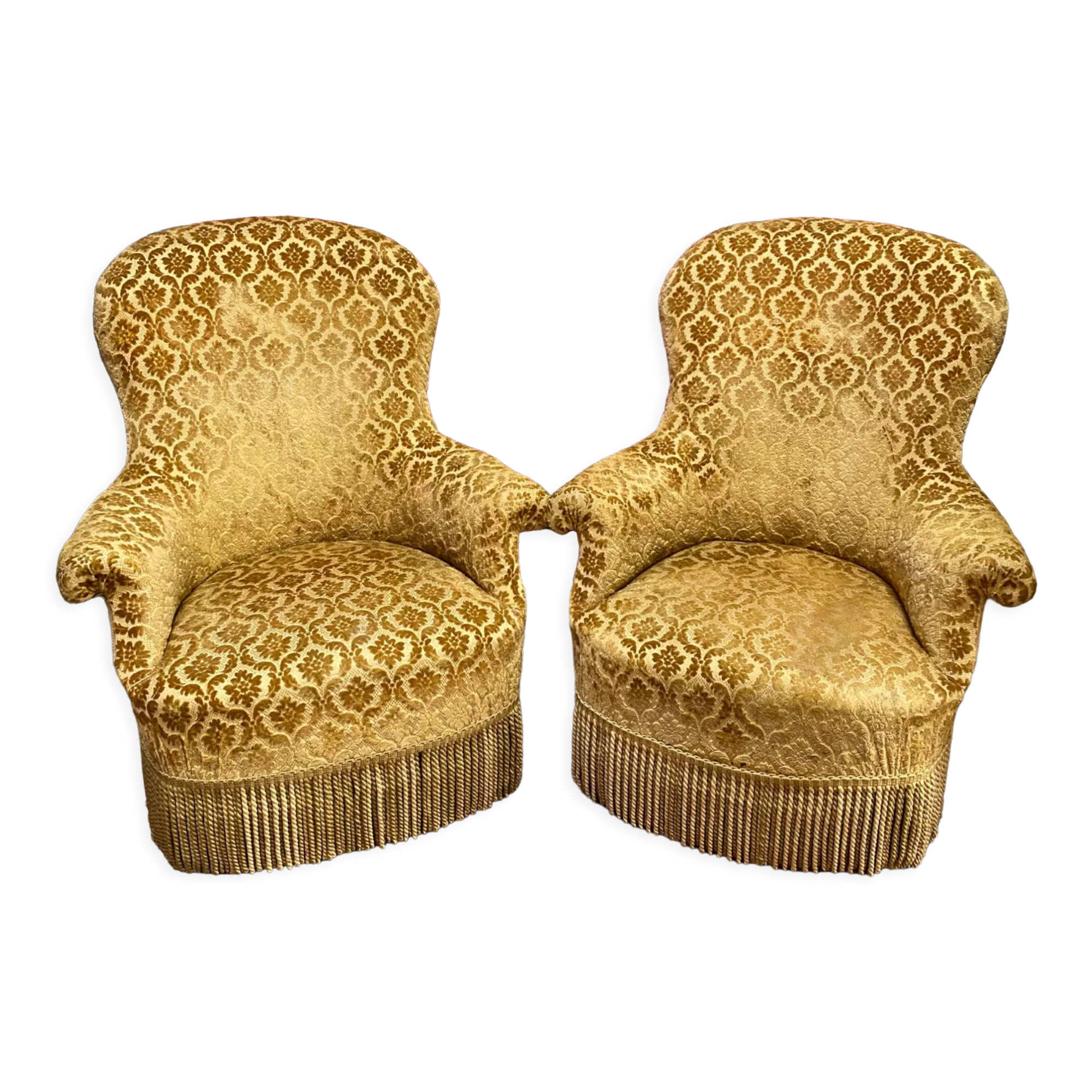 Fauteuil crapaud style Napoléon III en velours rouge orangé 1940’S – Brocante De La Ferme
