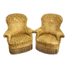 Pair of toad armchairs style Napoleon III in embossed velvet