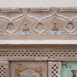 Fully hand-carved stone window with mirror