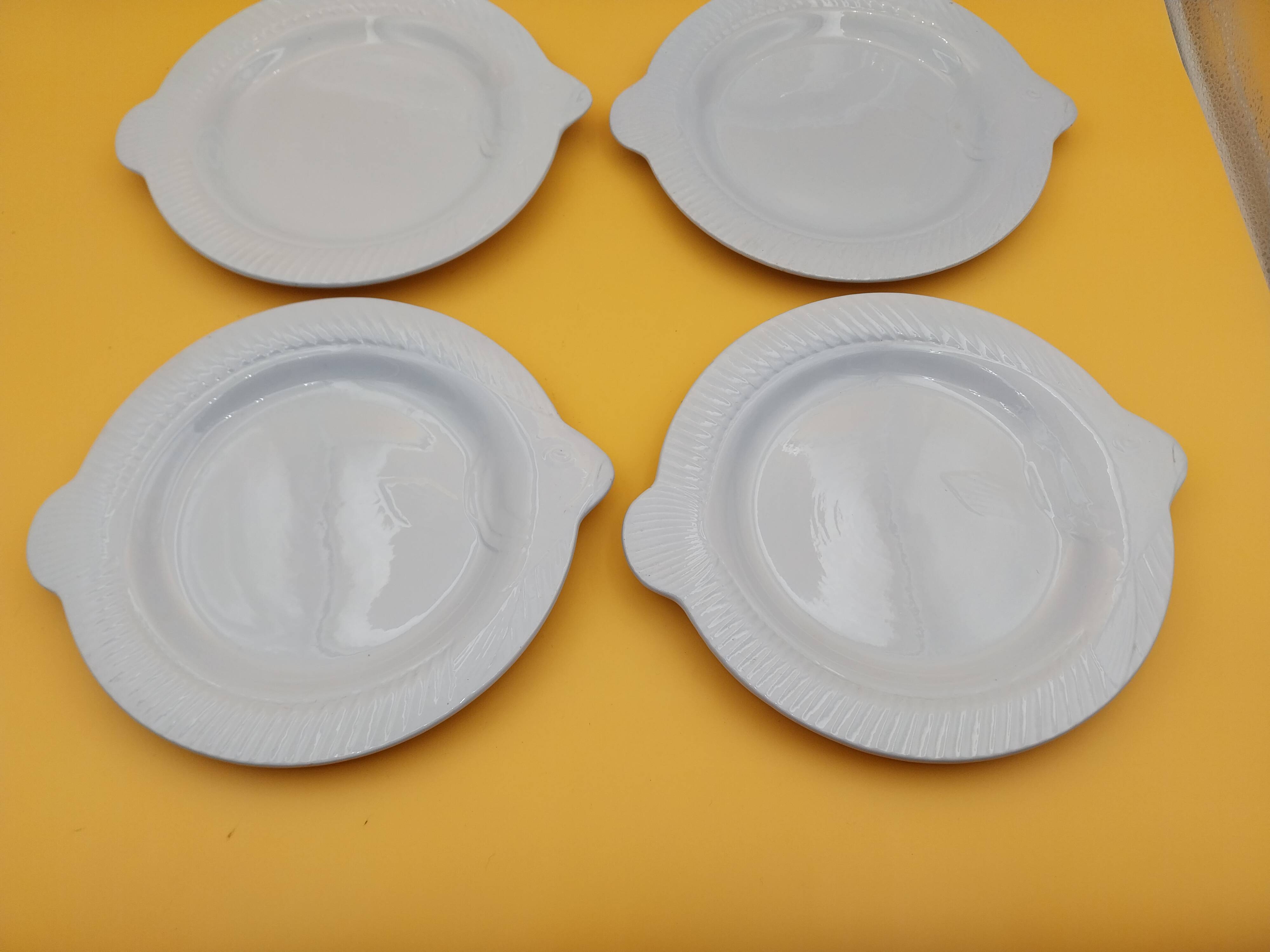 6 Sarreguemines blue fish plates