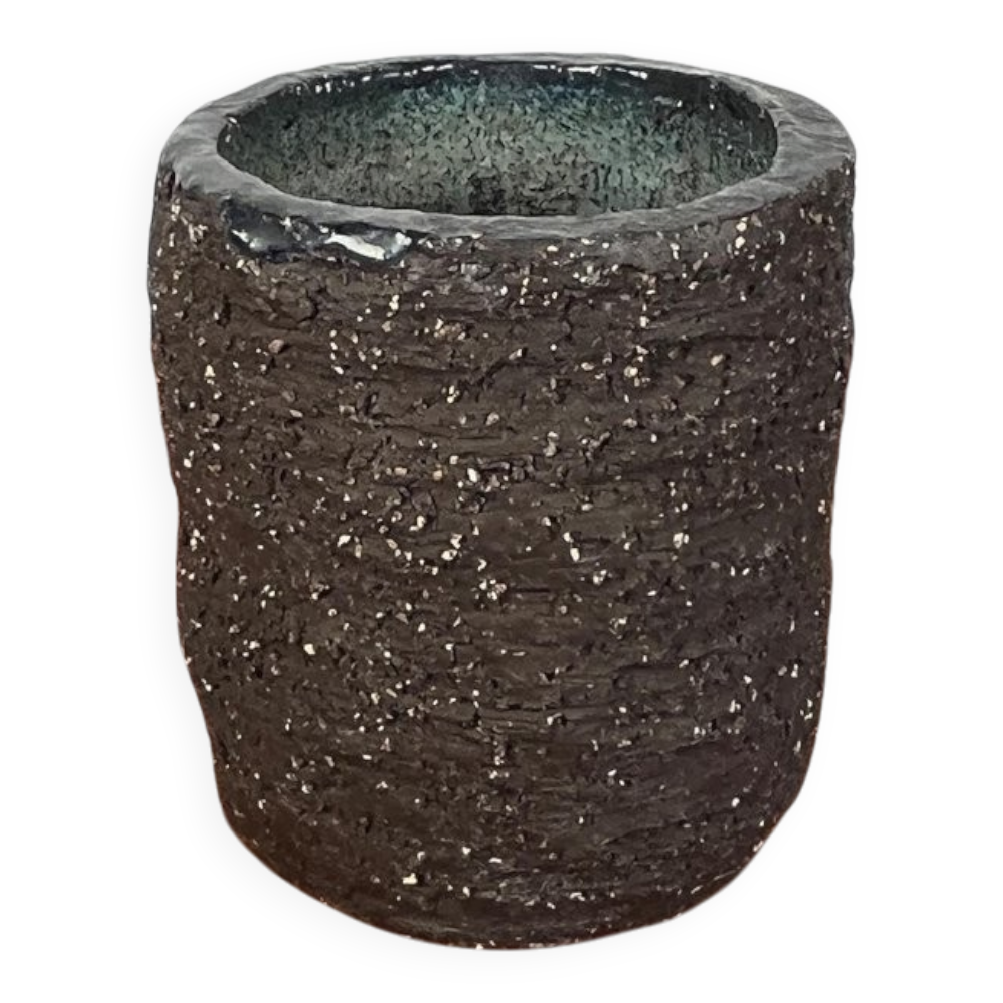 Brutalist studio pottery vase from the mid-century, signed 55.