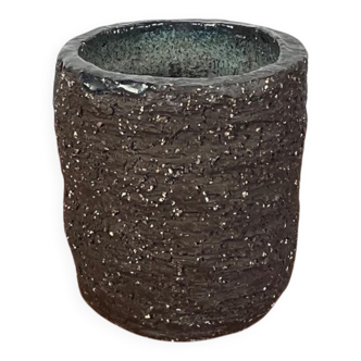 Brutalist studio pottery vase from the mid-century, signed 55.