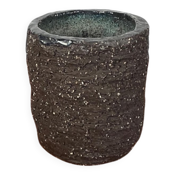 Brutalist studio pottery vase from the mid-century, signed 55.