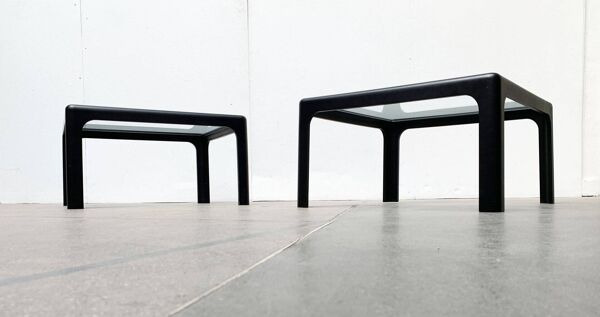 Tables basses d'époque espace mi-siècle en verre par Peter Ghyczy pour Horn Collection, années 1960, ensemble de 2