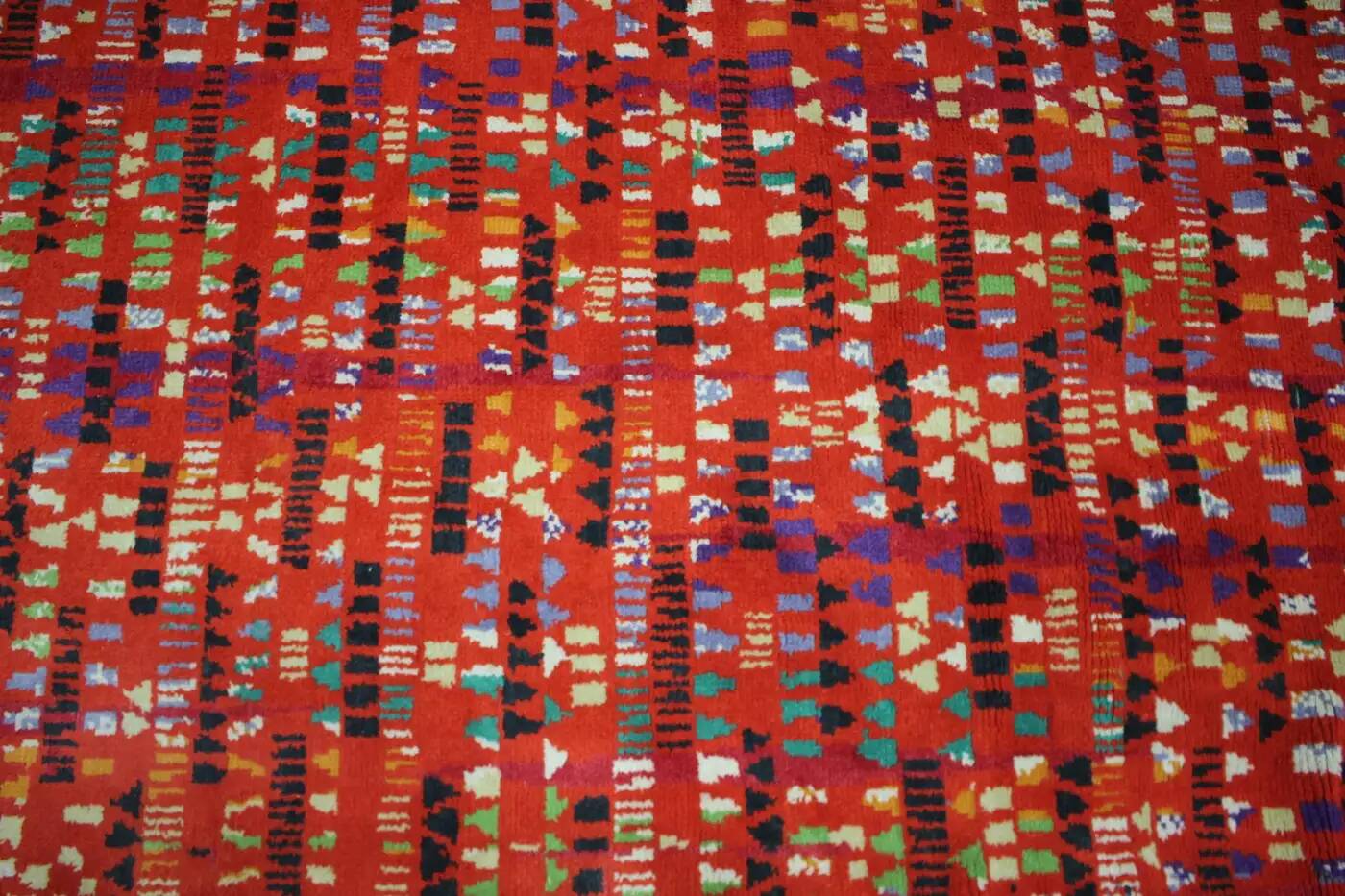 Rare big beautiful abstract design wool hand-made carpet / rug, 1950s