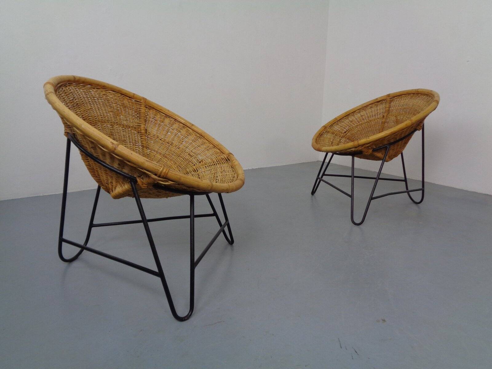 Mid-Century German Bamboo Chairs, 1960s, Set of 2